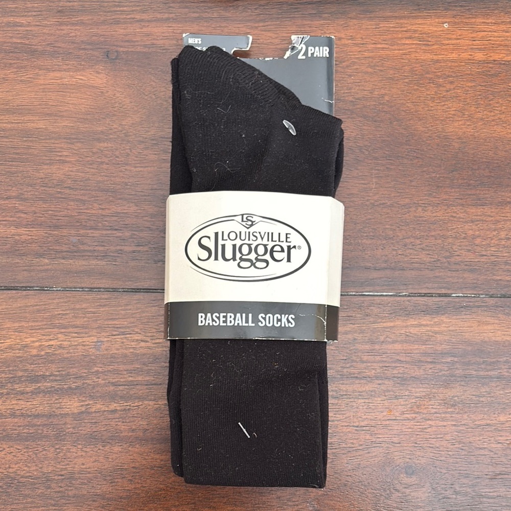 NWT Men’s Black Baseball Socks 2 Pairs Shoe Size 8-13